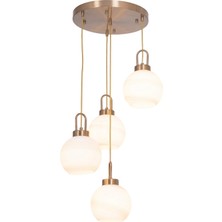 Avonni AV-1956-4ET Eskitme Kaplama Modern Avize E27 Metal Cam H: 100 cm, Ø: 35 cm