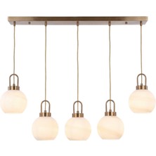 Avonni AV-1956-5EY Eskitme Kaplama Modern Avize E27 Metal Cam H: 80 cm, WxD: 18x80 cm
