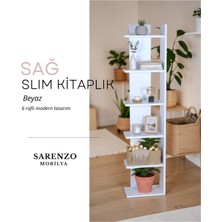 Slim Köşe Kitaplık (Beyaz) Şık Modern Kitaplık (Sağ Köşe)