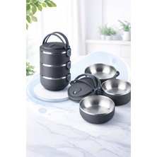 Bermira Home Collection Freshbox 3 Katlı Sefer Tası Yemek Termosu - Füme
