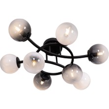 Avonni AR-1935-8BSY Siyah Boya Modern Avize E14 Metal Cam H: 18 Cm, Ø: 80 cm