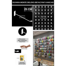 Manken İstanbul 65 Adet 25 cm Delüx Koruma Kauçuklu Beyaz Duvara Monte Raf Kancası Suntaya Monte Kanca
