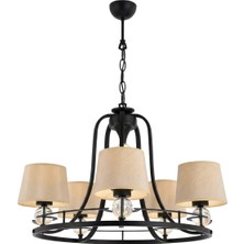 Avonni AV-1597-5BSY-S Siyah Boya Modern Avize E27 Metal Cam H: 85 Cm, Ø: 62 cm