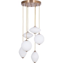 Avonni AV-1954-6ET Eskitme Kaplama Modern Avize LED Metal Cam H: 90 cm, Ø: 50 cm