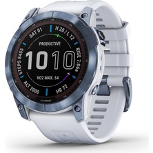Garmin Fenix 7x Sapphire Solar Macera, W/solar Şarj Cap Tasks, Rugged Açık Gps Watch Blue Titanyum W / Beyaz Band