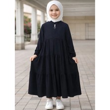 Gpbutik Kız Çocuk Lacivert Platin Ipek Ferace (10-11 Yaş)