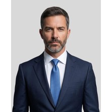 1001 Kravat Mavi Desenli 8 cm Genişliğinde Kravat