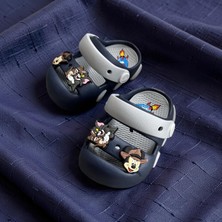 Akınalbella Çocuk Lacivert  Stickerslı Hafif Taban Terlik Sandalet