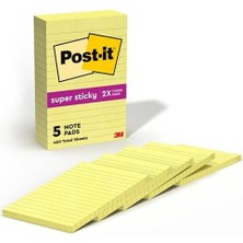 Süper Yapışkan Notlar, 4x6", 5 Ped, 2x Yapıştırma Gücü, Kanarya Sarı, Geri Dönüştürülebilir (660-5SSCY)