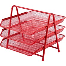 3'lü Evrak Rafı Seti Kırmızı