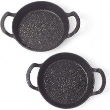 2'li Granit Alüminyum Döküm Sahan Seti | Yapışmaz Yumurta & Kızartma Tavası | Granit Omlet Tavası (18CM + 20CM) | Eşit Isı Dağılımı ve Dayanıklı
