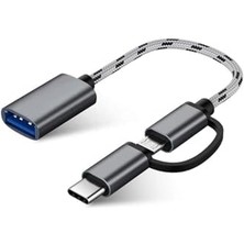 4901 USB 3.0 Otg To Type-C Micro USB Data Şarj Çevirici Dönüştürücü Adaptör
