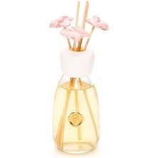 Missi 230 ml Pembe Seramik Çiçek Taş Çubuklu Rose-Pudra Oda Kokusu