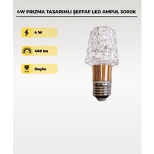 AC Aydınlatma 4W Dekoratif Kristal LED Ampul  3000K– Prizma Tasarımlı Şeffaf LED Ampul