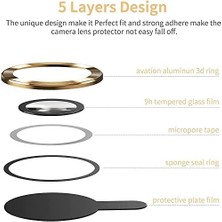Iphone 13 Pro / 13 Pro Max ile Uyumlu Alüminyum Alaşım Çerçeveli Tempered Glass Kamera Lens Koruyucu Kırılmaz Cam