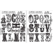 Anonymous Tim Holtz Kauçuk Yapışma Damgası, 17,8 x 21,6 Cm, Motif: Cirque Alfabe
