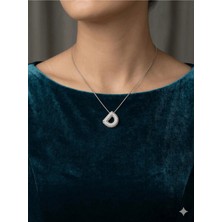 Stainless Steel 316L Çelik D Harfi Gümüş Rengi Taşlı Kolye