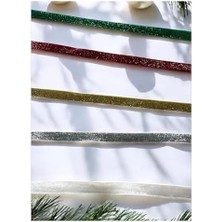 Yılbaşı Glitter Kurdele Seti, Yeşil, Kırmızı, Altın, Gümüş ve Beyaz, Dekoratif Parlak Şeritler, 5 Parça 2 Metre (5, Simli)