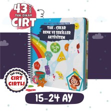 Bunbaza 43 Adet Tak - Çıkar Cırt Cırtlı Renk ve Şekiller Aktivite Kitabı Motor Becerileri Geliştirici