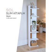 Slim Köşe Kitaplık (Beyaz) Şık Modern Kitaplık (Sol Köşe)