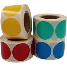 Kuşe Daire Renk Baskılı Çap Etiketi 50MM x 50MM Ölçülerinde Yuvarlak Çıkartma 500 Adet Kendinden Yapışkanlı Rulo Etiketi Barkod Yazıcılar ile Uyumlu 40MM Kağıt Bazlı Etiket (Mavi)