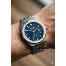 Lee Cooper Gümüş Yuvarlak Kasa Erkek Kol Saati | 45 mm Çelik Kasa, Gümüş Çelik Kordon, Mavi Kadran