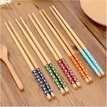 10 Adet Bambu Desenli Yıkanabilir Çin Çubuk - Sushi, Ramen ve Noodle Yemek Çubukları Seti