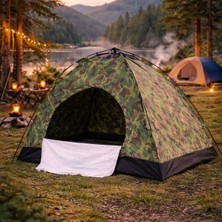 Buffer® 4 Kişilik Otomatik Kamp Çadırı Kamuflaj Kumaş Outdoor Çadır Hızlı Kurulum Doğa Kamp Çadırı 200 x 200 x 140 cm