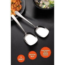 Nishev.com Evini Sev Premium 6'lı Paslanmaz Çelik Lüks Servis Kaşığı Seti – Büyük Boy Şıklık