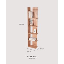 Slim Köşe Kitaplık (Atlantik Çam) Şık Modern Kitaplık (Sol Köşe)