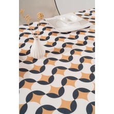 Geometrik Soyut Masa Örtüsü, Sofra Bezi, Piknik Örtüsü Siyah-Taba 140 x 200 RIVA00112-R0028