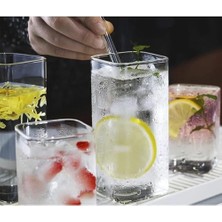 6 Adet Dikdörtgen Dayanıklı Borosilikat Meşrubat Bardağı 350 ml Kare Bardak,termisil Kare Soğuk Kahve Bardağı,dikdörtgen Sunum Bardağı (6)