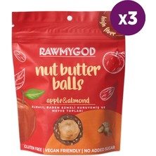 RAWMYGOD Glutensiz Elmalı, Badem Ezmeli Kuruyemiş Ve Meyve Topları 3'lü Paket 84g X 3 Paket