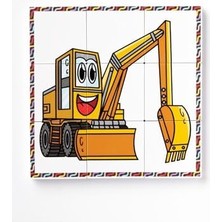 Manyetik Blok Çift Taraflı 9 Parçalı Mıknatıslı Kepçe - Forklift Puzzle - 2 Görsel Yapboz