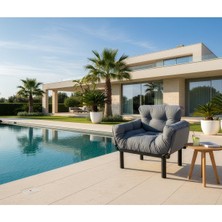 Pafu Nitta Tekli Su Geçirmez Bahçe Koltuğu - Gri-Mavi