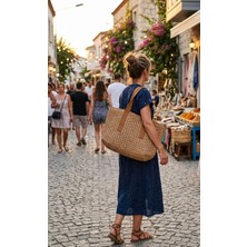 Missidea Luna Büyük Boy Rafya Kağıt Ip Omuz Çantası