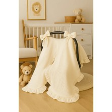 Heianmono 4 Kat Fırfılı Krem Rengi %100 Pamuk Müslin Puset Örtüsü