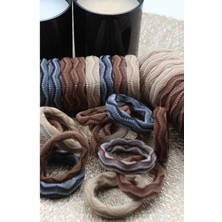 Kadın Kahverengi Desenli 12'lihavlu Lastik Toka Seti, Toka Organizer, Toka, Kız Çocuk Toka, Toka Organizer