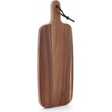 Akasya Ahşap Servis Tepsisi (45X15 Cm) | Uzun ve Ince Doğal Ahşap Sunumluk | Fincan, Bıçak, Baget Ekmek, Meze ve Şarküteri Tabağı (2 cm Kalınlık)
