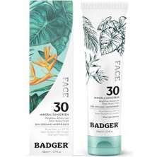 Badger Organik Yüz Güneş Kremi - Spf 30 - Mavi Işık Korumalı - Doğal Mat Bitiş - Mineral Filtre - 50 ml