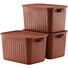3 Adet Modern Kapaklı Saklama Kutusu Seti -15 Litre – Turuncu -Taşınabilir Kulplu, Dolap Içi Düzenleyici, Çok Amaçlı Organizer Kutu, Oyuncak & Kıyafet Kutusu