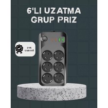 Nemere İthalat Termal Akım Korumalı 6’lı Uzatma Priz USB Type-C Hızlı Şarj 2500W Nemere Ithalat
