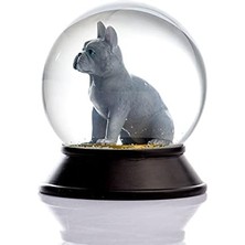 Cam ve Reçine Altın Patiler Köpek French Bulldog (Gri) Kar Küresi Hediye