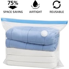 Vakumlu Hurç Poşet 80X100 cm –%75 Yer Tasarrufu, Dayanıklı Kilitli Depolama Torbası, Battaniye Yorgan Kıyafet Saklama Çantası