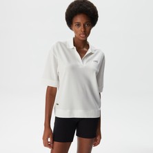 Lacoste Kadın Loose Fit V Yaka Beyaz Polo