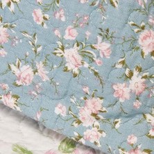 Abbi 5 Parça Bahçe Çiçekli YIKANMIŞ%100 Pamuk Ters Çevrilebilir Yama Işi Yorgan Seti (Daybed Boyutu)