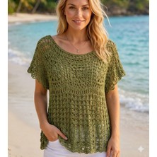 Megahan Boutıque El Örgü Delikli Ajurlu Yazlık Bluz