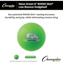 Sports Rhino Skin Dodball (Tek Kişilik Yatak, Neon Yeşil, 15,2 Cm)