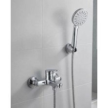 Nemere İthalat 4 Kademeli Krem Duş Seti El Duşu Başlığı Spiral Hortum ve Duvar Askısı Nemere Ithalat