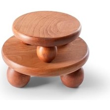 Halohope 2'li Set El Yapımı Ahşap Top Ayaklı Sunum Standı Tabağı Tahtası Kaliteli Dekoratif Sunumluk